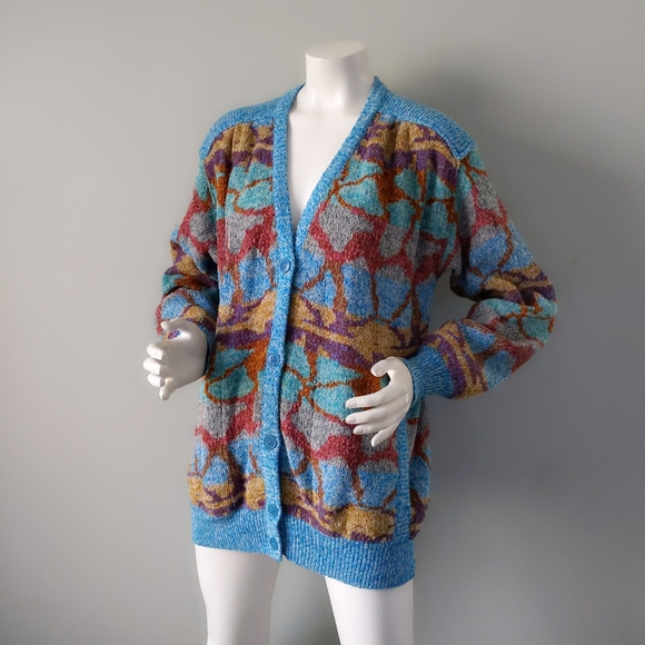Vintage 70s 🎉HP🎉 Missoni Archival Giraffe Rainbow Oversized Cardigan M L - Picture 1 of 8